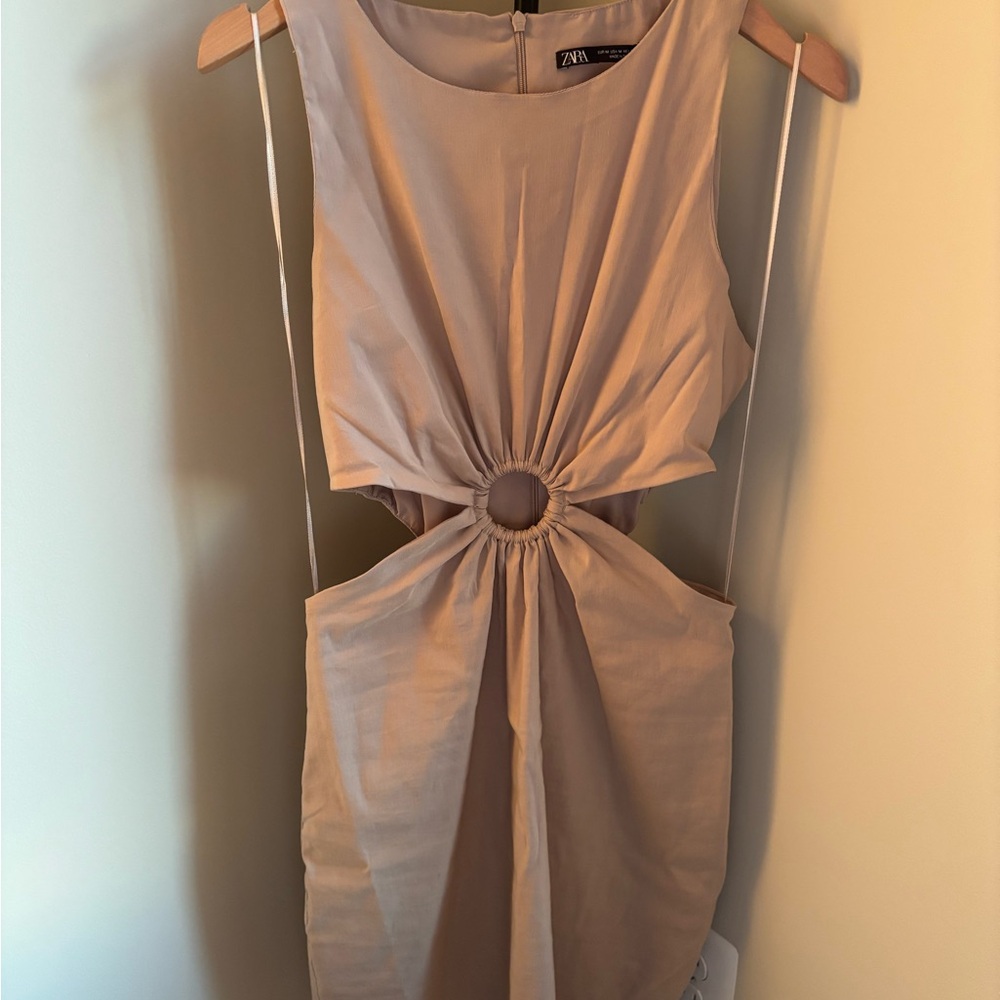 Zara Beige Cut-Out Dress